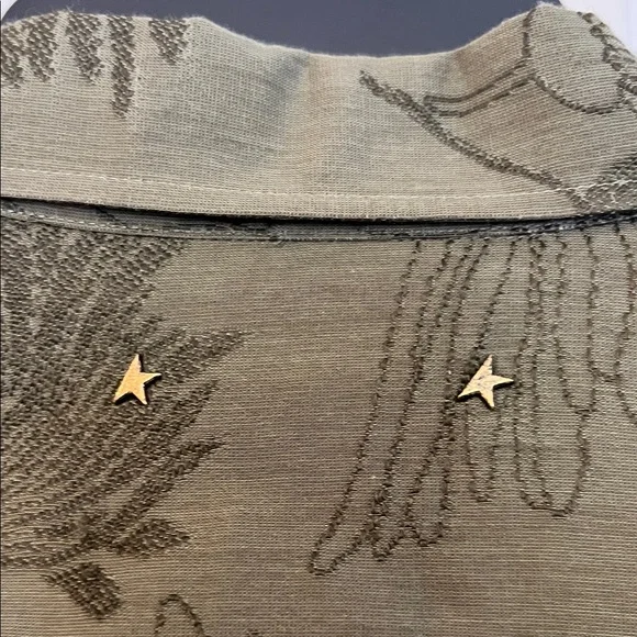 Golden Goose Boyfriend Shirt/Pant set Olive Green embroidery flower details. NWT - Picture 12 of 16